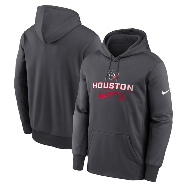 Men's Anthracite Houston Texans Toss Sweep Performance Pullover Hoodie